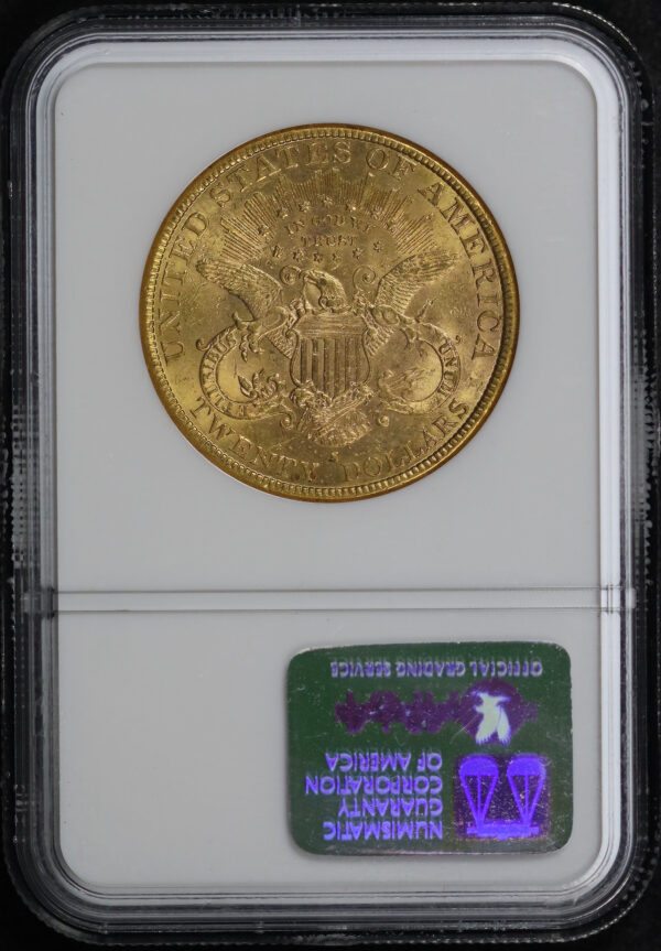 Reverse of this 1889-S Liberty Head $20 NGC MS-60