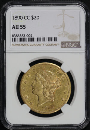Obverse of this 1890-CC Liberty Head $20 Type 3 NGC AU-55