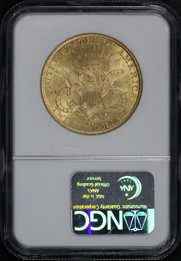 Reverse of this 1890-CC Liberty Head $20 Type 3 NGC AU-55