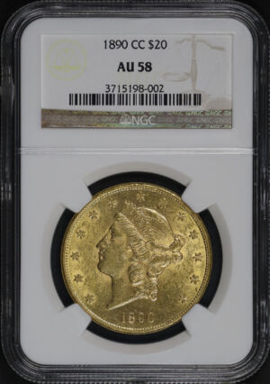 Obverse of this 1890-CC Liberty Head $20 Type 3 NGC AU-58