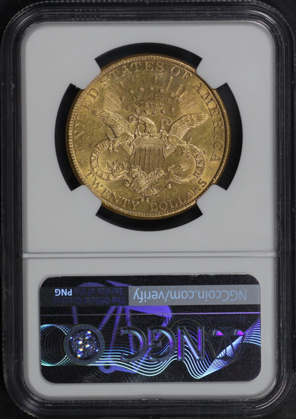 Reverse of this 1890-CC Liberty Head $20 Type 3 NGC AU-58