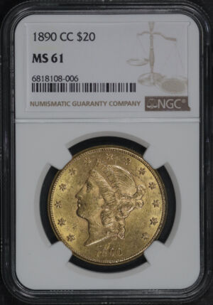Obverse of this 1890-CC Liberty Head $20 Type 3 NGC MS-61