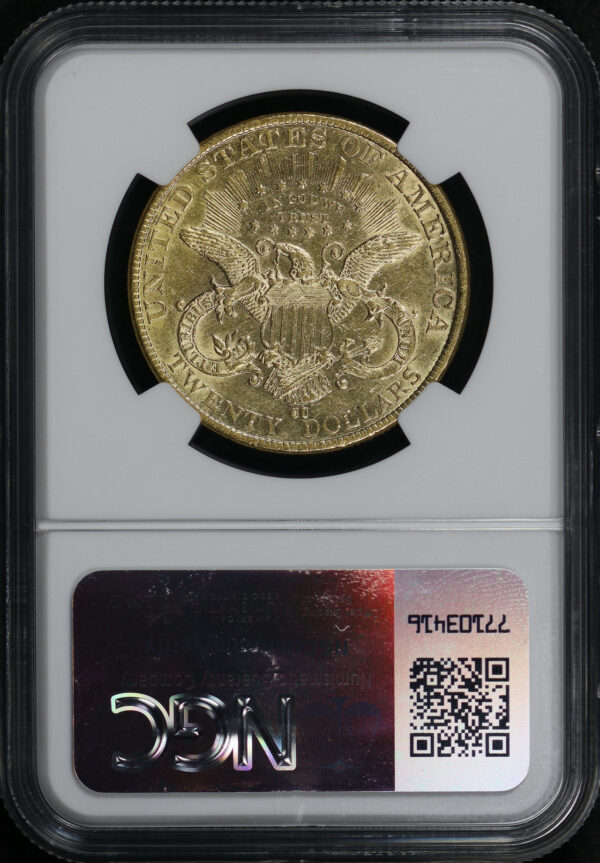Reverse of this 1891-CC Liberty Head $20 Type 3 NGC AU-50