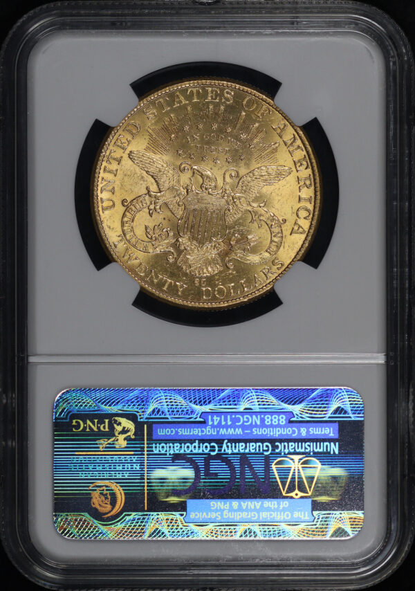 Reverse of this 1891-CC Liberty Head $20 Type 3 NGC MS-61