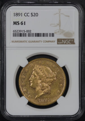 Obverse of this 1891-CC Liberty Head $20 Type 3 NGC MS-61