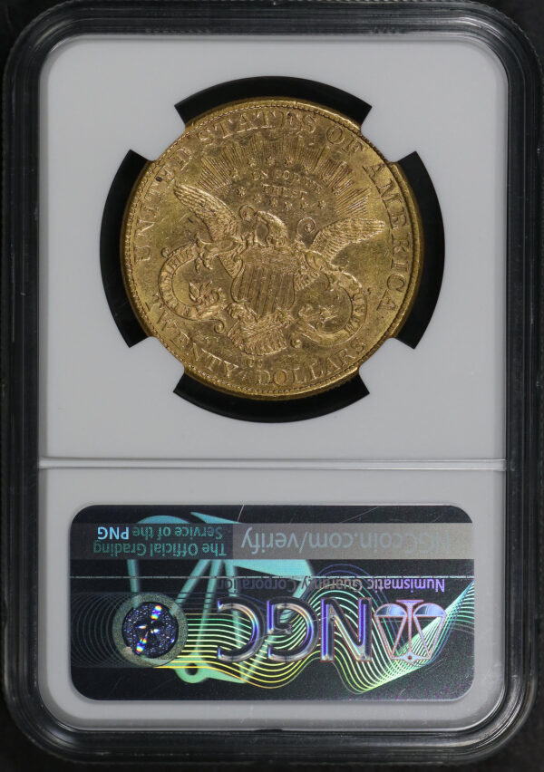Reverse of this 1891-CC Liberty Head $20 Type 3 NGC MS-61