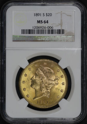 Obverse of this 1891-S Liberty Head $20 Type 3 NGC MS-64