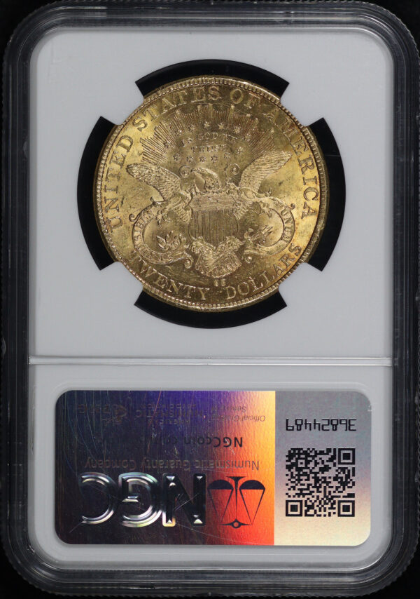 Reverse of this 1892-CC Liberty Head $20 Type 3 NGC AU-58