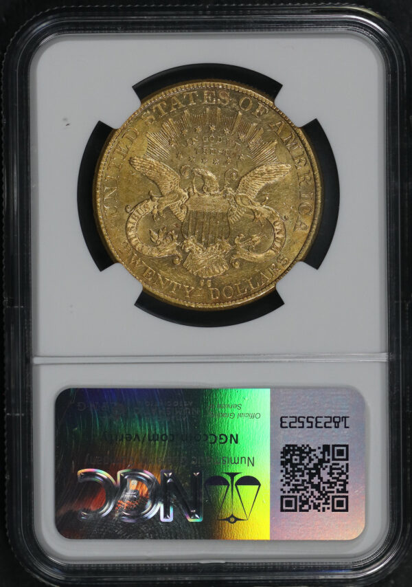 Reverse of this 1892-CC Liberty Head $20 Type 3 NGC AU-58