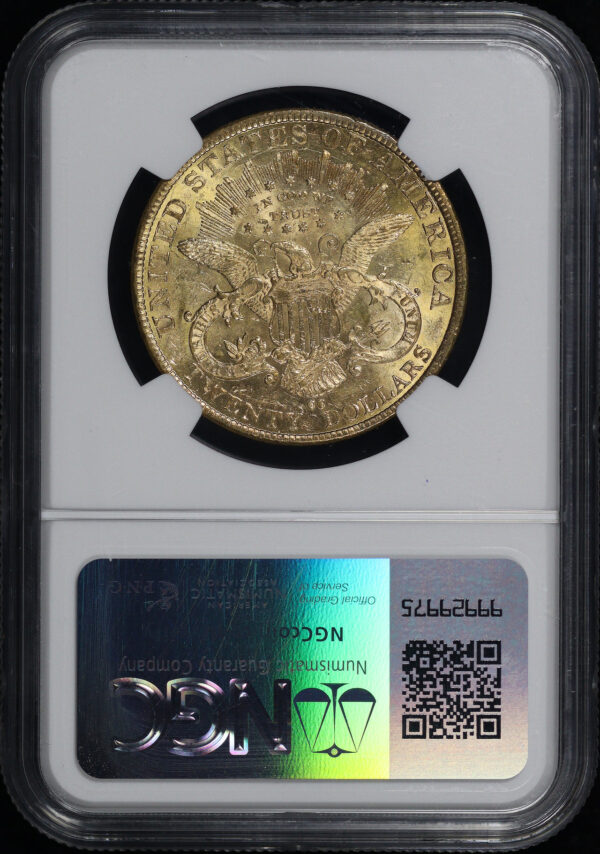 Reverse of this 1892-CC Liberty Head $20 Type 3 NGC MS-62