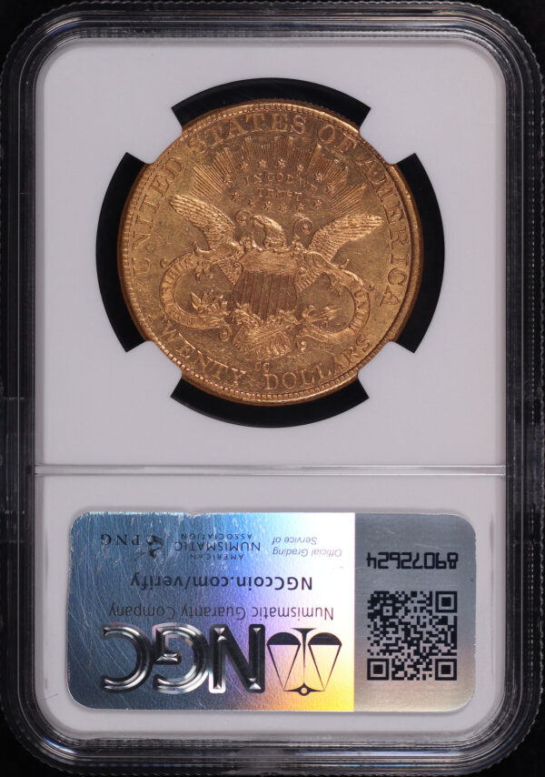 Reverse of this 1893-CC Liberty Head $20 Type 3 NGC AU-55