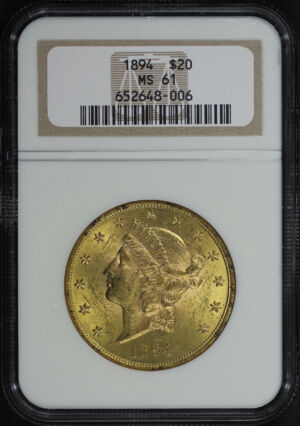 Obverse of this 1894 Liberty Head $20 Type 3 NGC MS-61