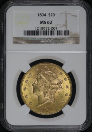 Obverse of this 1894 Liberty Head $20 Type 3 NGC MS-62
