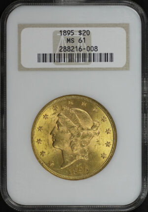 Obverse of this 1895 Liberty Head $20 Type 3 NGC MS-61 Old Fatty Holder