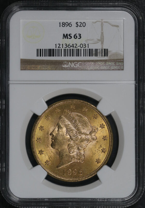 Obverse of this 1896 Liberty Head $20 Type 3 NGC MS-63