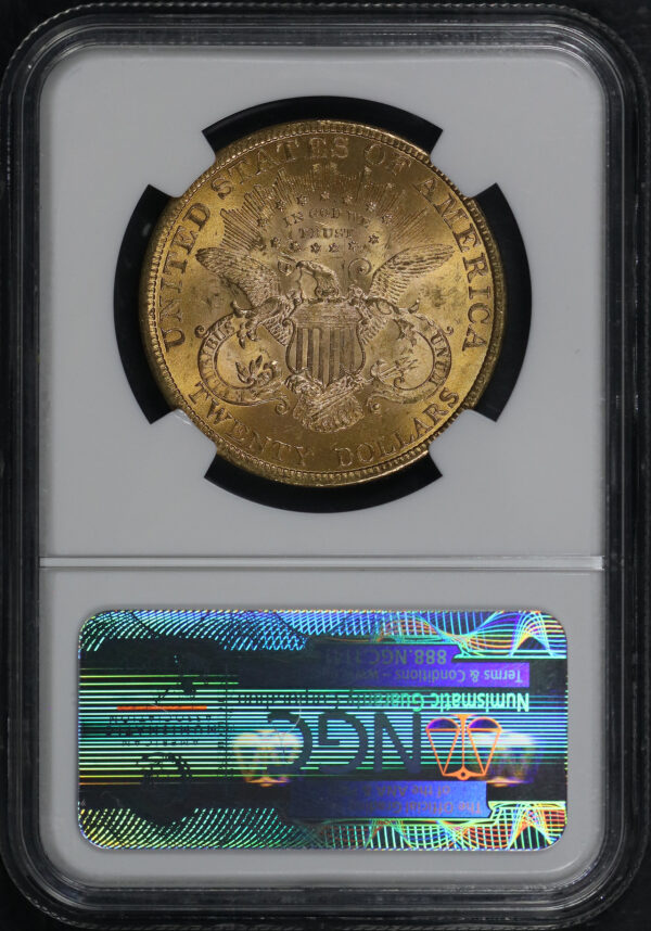 Reverse of this 1896 Liberty Head $20 Type 3 NGC MS-63