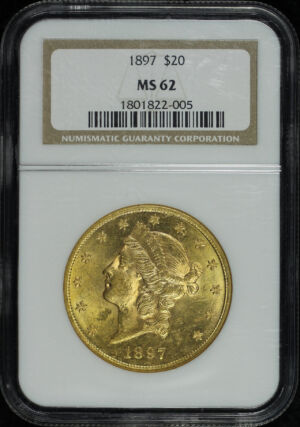 Obverse of this 1897 Liberty Head $20 Type 3 NGC MS-62