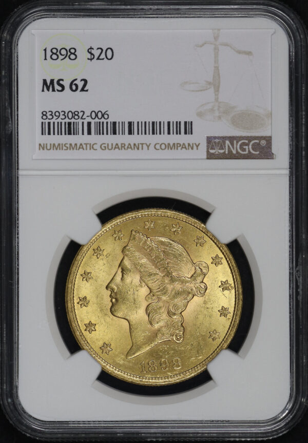 Obverse of this 1898 Liberty Head $20 Type 3 NGC MS-62