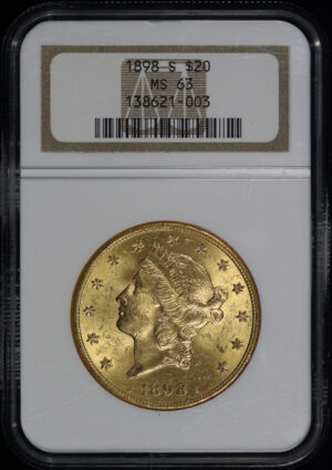 Obverse of this 1898-S Liberty Head $20 Type 3 NGC MS-63