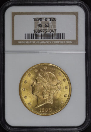 Obverse of this 1898-S Liberty Head $20 Type 3 NGC MS-63