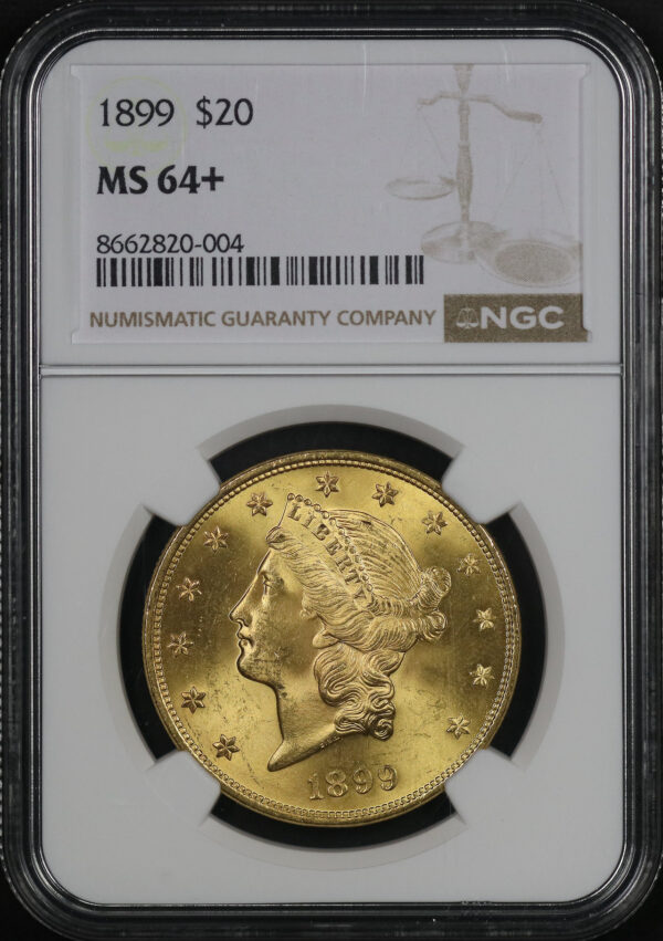 Obverse of this 1899 Liberty Head $20 Type 3 NGC MS-64+