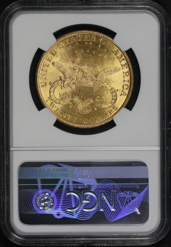 Reverse of this 1899 Liberty Head $20 Type 3 NGC MS-64+