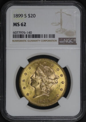 Obverse of this 1899-S Liberty Head $20 Type 3 NGC MS-62
