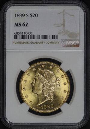 Obverse of this 1899-S Liberty Head $20 Type 3 NGC MS-62