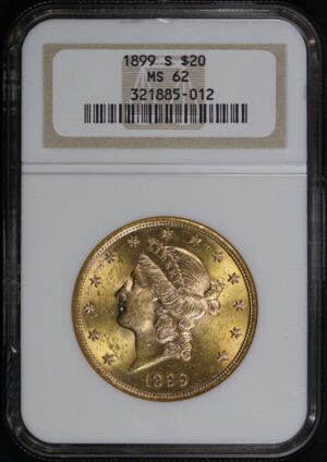 Obverse of this 1899-S Liberty Head $20 Type 3 NGC MS-62