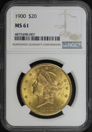 Obverse of this 1900 Liberty Head $20 Type 3 NGC MS-61