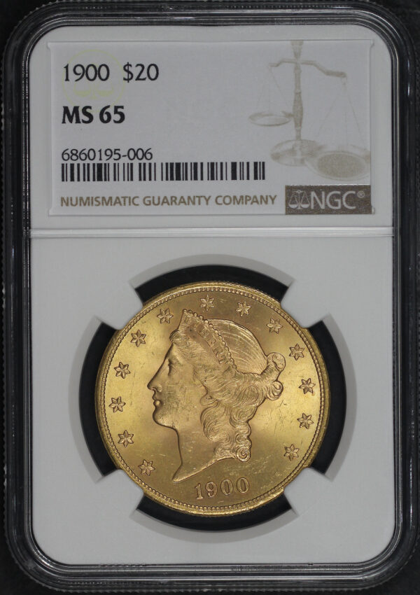 Obverse of this 1900 Liberty Head $20 Type 3 NGC MS-65