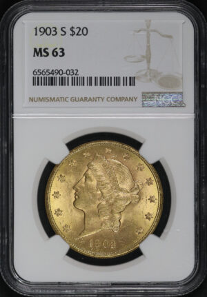 Obverse of this 1903-S Liberty Head $20 Type 3 NGC MS-63