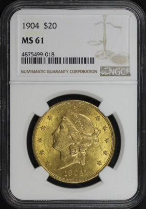 Obverse of this 1904 Liberty Head $20 Type 3 NGC MS-61