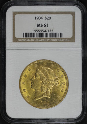 Obverse of this 1904 Liberty Head $20 Type 3 NGC MS-61