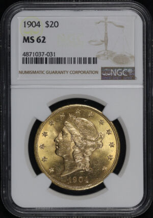 Obverse of this 1904 Liberty Head $20 Type 3 NGC MS-62
