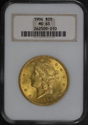 Obverse of this 1904 Liberty Head $20 Type 3 NGC MS-63
