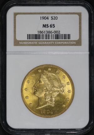 Obverse of this 1904 Liberty Head $20 Type 3 NGC MS-65