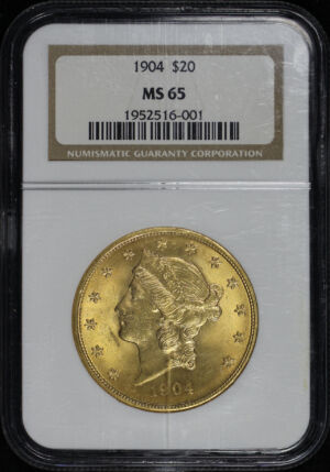 Obverse of this 1904 Liberty Head $20 Type 3 NGC MS-65