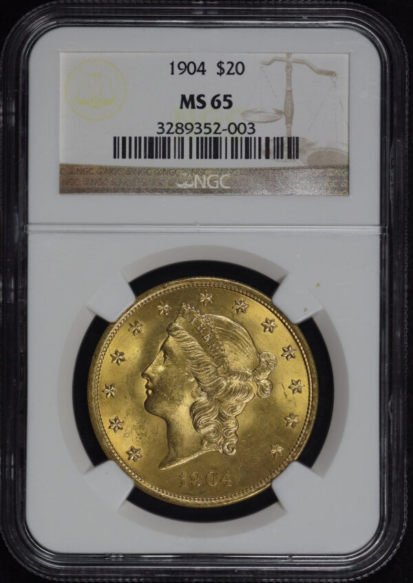 Obverse of this 1904 Liberty Head $20 Type 3 NGC MS-65