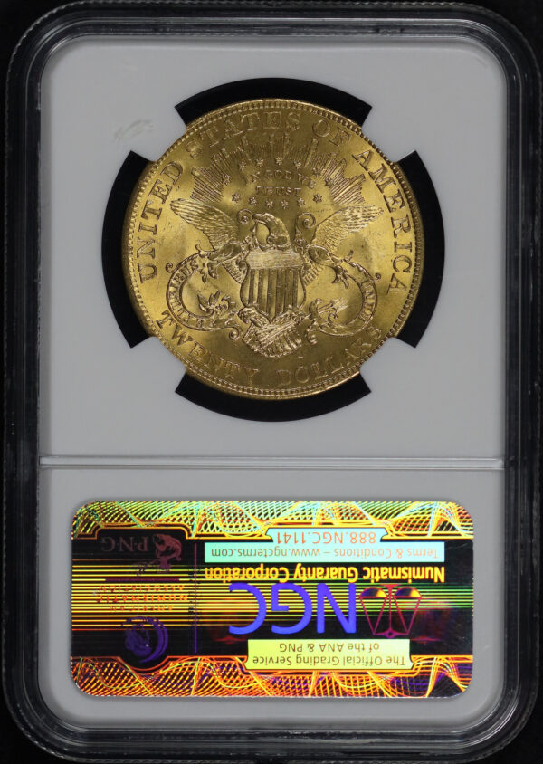 Reverse of this 1904 Liberty Head $20 Type 3 NGC MS-65