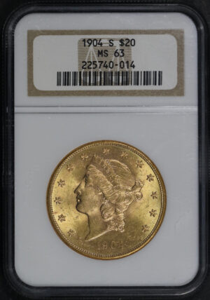 Obverse of this 1904-S Liberty Head $20 Type 3 NGC MS-63