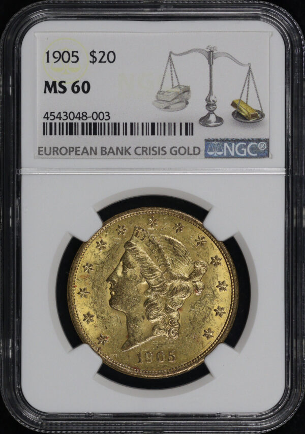 Obverse of this 1905 Liberty Head $20 Type 3 NGC MS-60