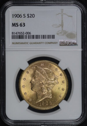 Obverse of this 1906-S Liberty Head $20 Type 3 NGC MS-63