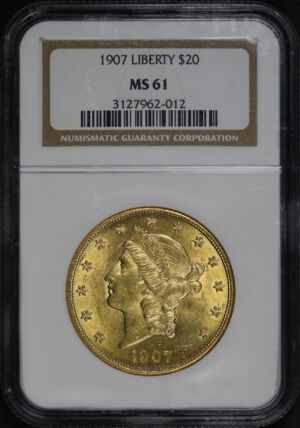 Obverse of this 1907 Liberty Head $20 Type 3 Liberty NGC MS-61