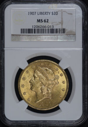 Obverse of this 1907 Liberty Head $20 Type 3 NGC MS-62