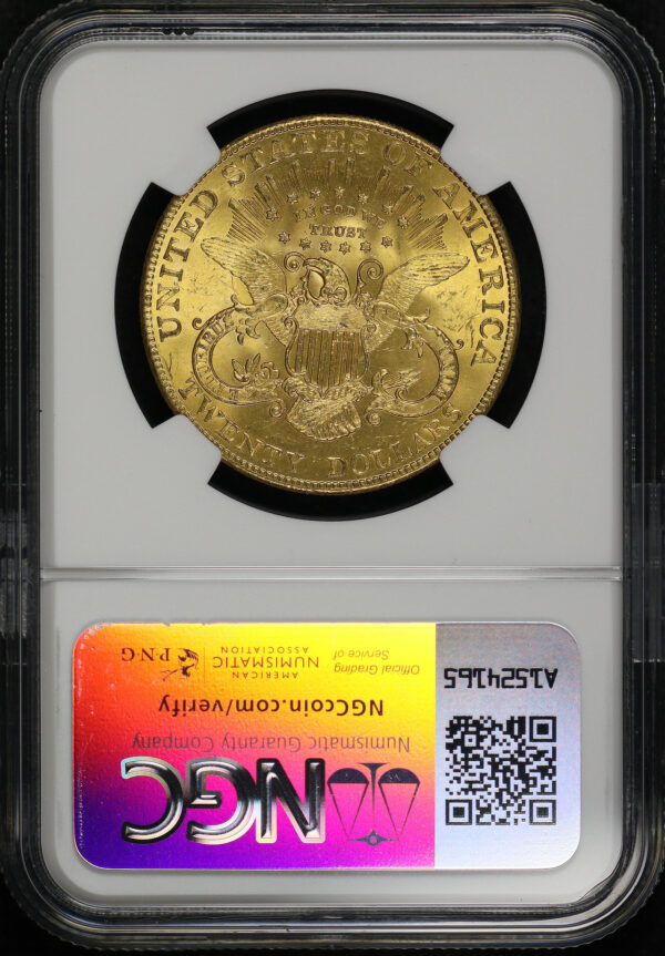 Reverse of this 1907 Liberty Head $20 Type 3 Liberty NGC MS-62