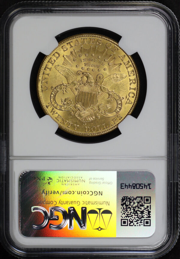 Reverse of this 1907-D Liberty Head $20 Type 3 NGC MS-62