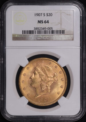 Obverse of this 1907-S Liberty Head $20 Type 3 NGC MS-64