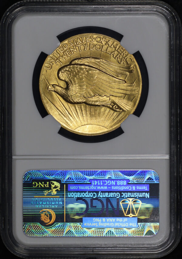 Reverse of this 1907 High Relief St. Gaudens $20 Wire Edge NGC UNC Details Obverse Scratched