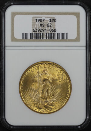 Obverse of this 1907 St. Gaudens $20 Saint-Gaudens NGC MS-62